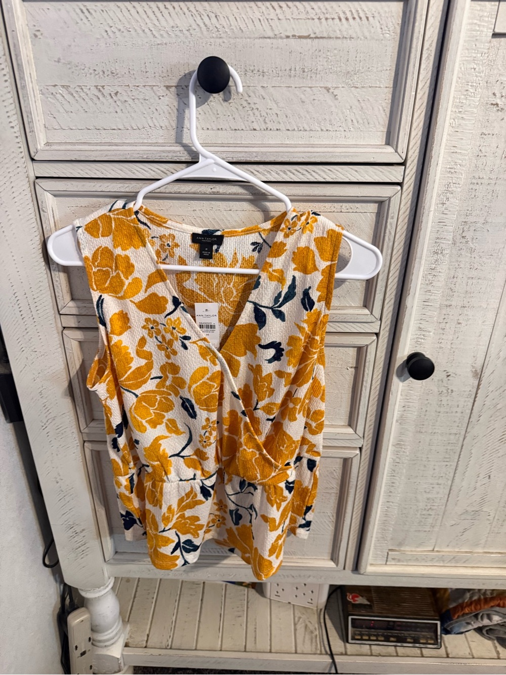 Ann Taylor Yellow Floral Wrap-Style Camisole